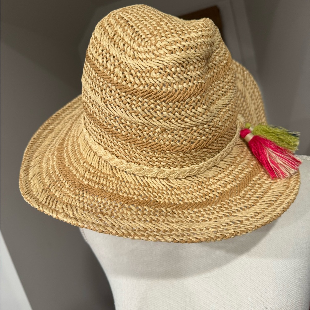 Straw Sun Hat with Colorful Tassel